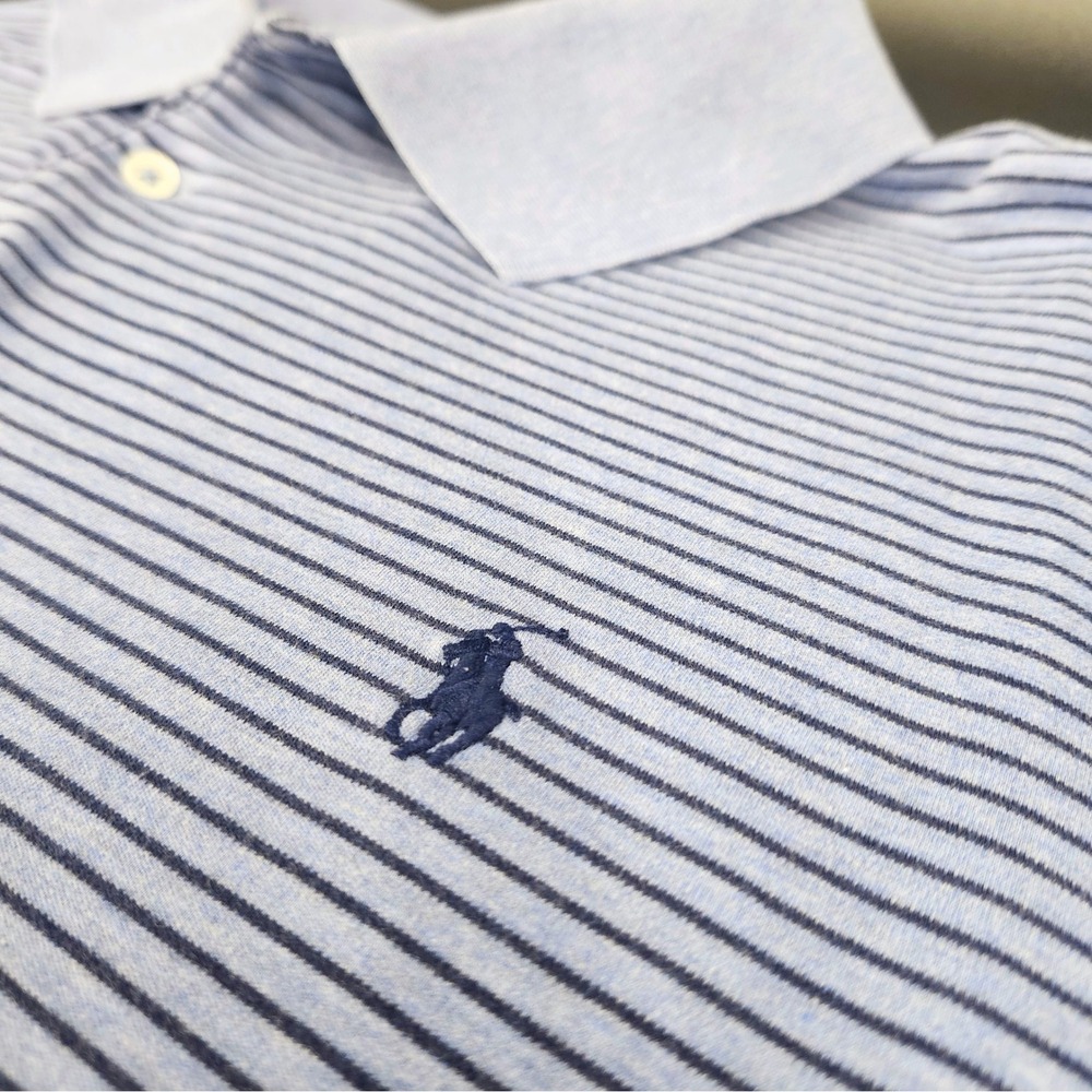 Polo Ralph Lauren Mens 2XLT Blue Striped Short Sleeve Polo Shirt Tall